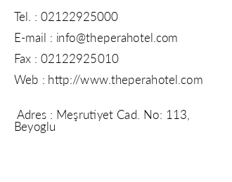 The Pera Hotel iletiim bilgileri